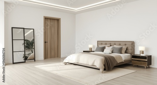 modern spacious bedroom wit...