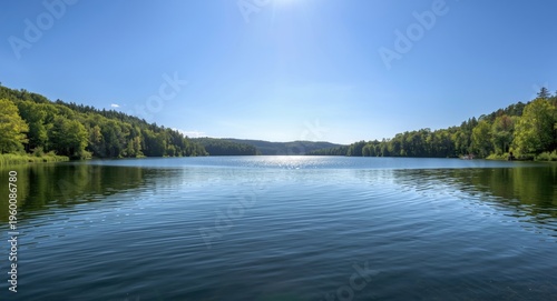 Quiet forested lake setting...
