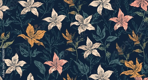 Simple hand drawn lily and ...