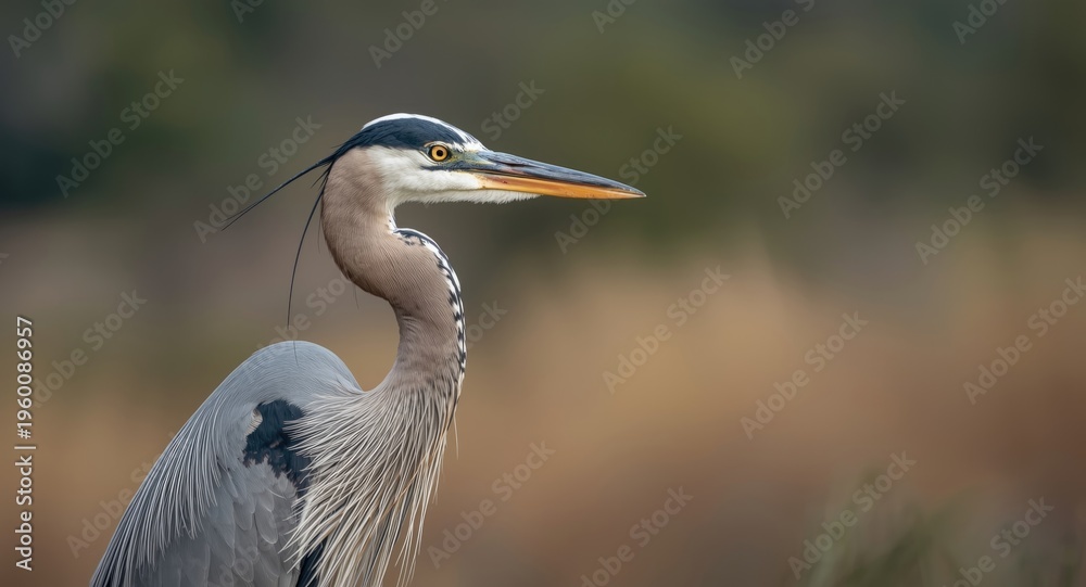 Obraz premium Grey heron captured against a soft blurred natural backdrop