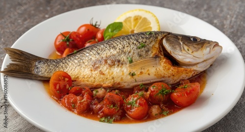 Freshly fried bass plated w...