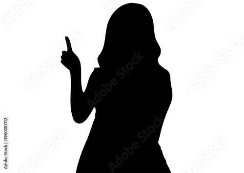 人差し指を立てる女性のシルエット