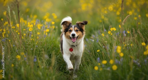 Cheerful pet playing across...