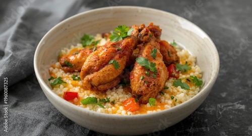 Hot spicy fried chicken win...