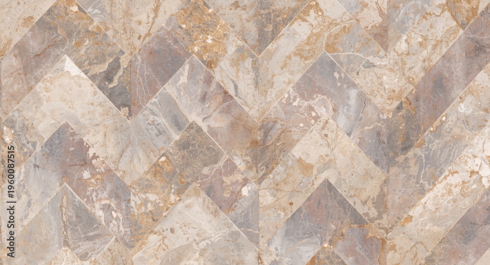 Fototapeta premium Herringbone graphic mineral design with textured floral impression in muted pastel shades