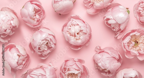 Flat lay of delicate pink p...