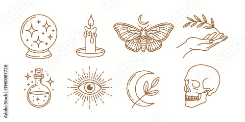 Mystical and Esoteric Line Art Icons magic occult