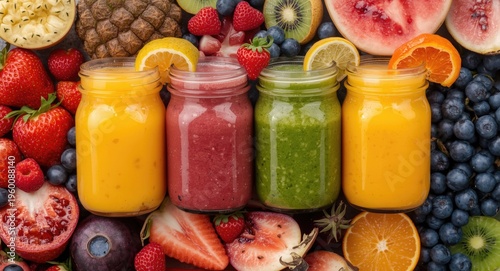 Blended fresh fruit smoothi...