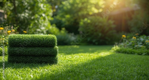 Healthy grass turf rolls su...