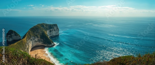 Scenic beach with vibrant g...