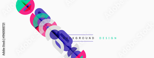 Abstract colorful shapes overlap white space. Text reads background design. Modern graphic element, vibrant hues present.