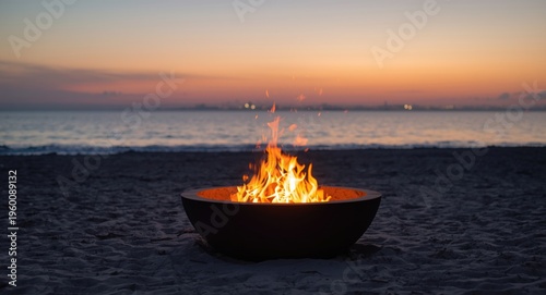 Relaxation by beach fire pi...