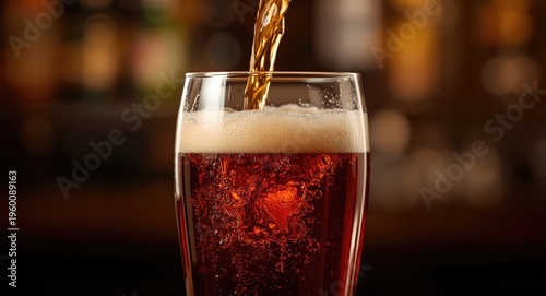 Pour of dark beer with thic...