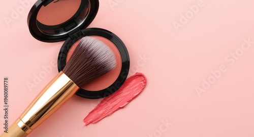 Makeup brush resting near o...