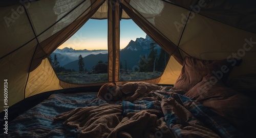 Peaceful camping tent inter...