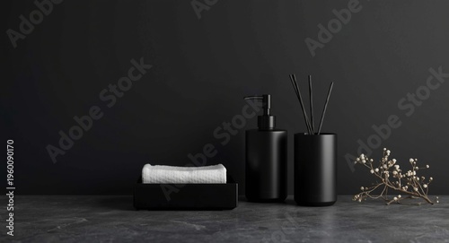 Minimalist black bath essen...