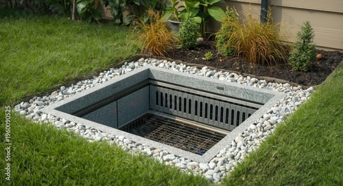 Residential landscaping innovation with modern square sewage pit and efficient waste function