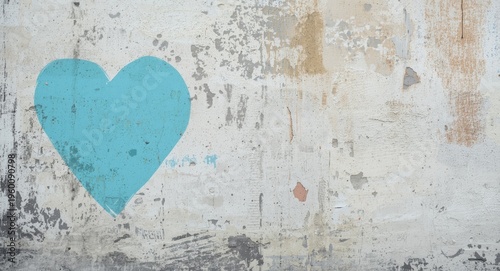 Hand drawn pale blue heart ...
