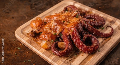 Galician style octopus serv...