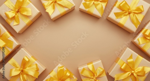 Flat lay top view of gift b...