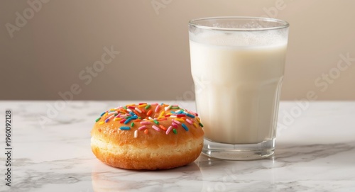 Sweet donut and chilled mil...