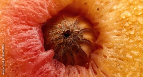 Fine details of a peach pit...