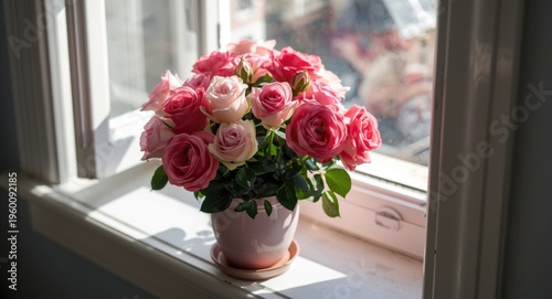 Fresh pink rose flowers pre...