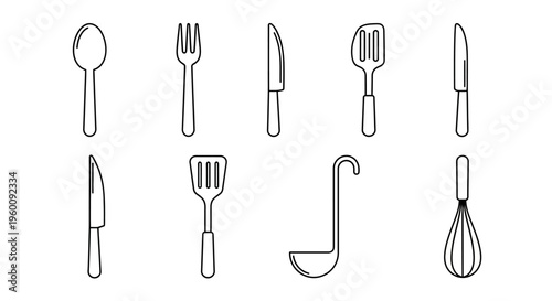 Kitchen Utensils and Cutlery Set.