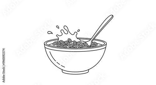 Cereal in a bowl with spoon.