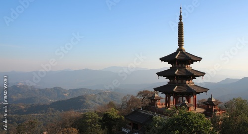 historic tower pagoda overl...