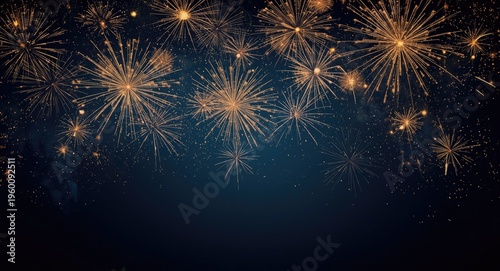 Magical golden fireworks bu...