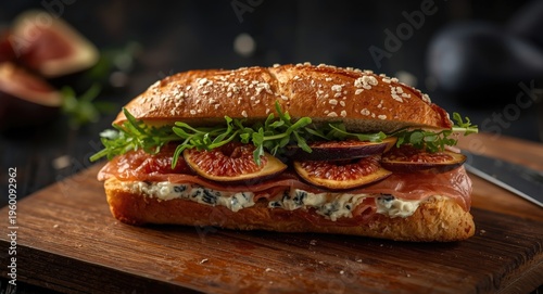 Open sandwich featuring cru...