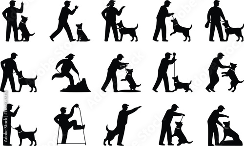 Dog Training Silhouette Icon Collection Set
