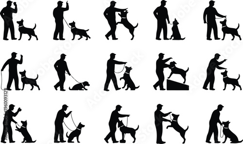Dog Training Silhouette Icon Collection Set
