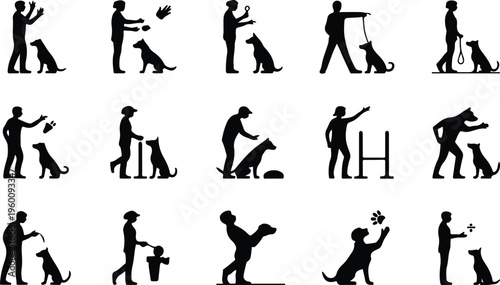 Dog Training Silhouette Icon Collection Set