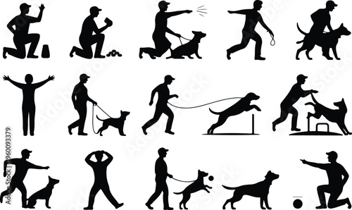 Dog Training Silhouette Icon Collection Set