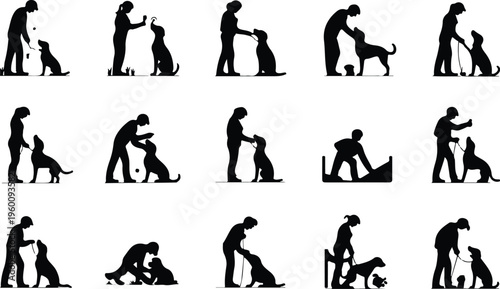 Dog Training Silhouette Icon Collection Set