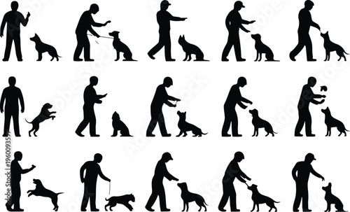 Dog Training Silhouette Icon Collection Set