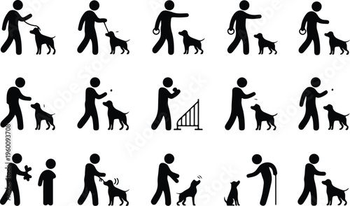 Dog Training Silhouette Icon Collection Set