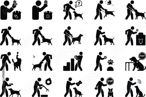Dog Training Silhouette Icon Collection Set