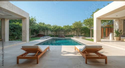 Modern luxury villa courtya...