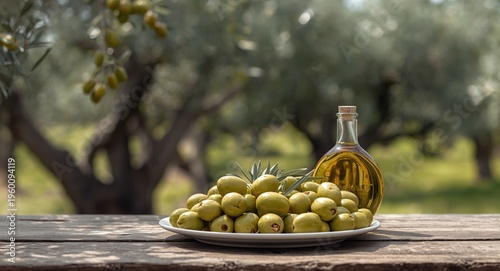 Green olives and olive oil ...