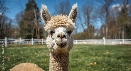 Cute alpaca grazing peacefu...