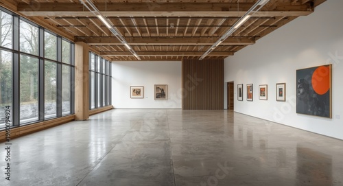 Modern art gallery room wit...
