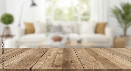 Flat wooden board table wit...