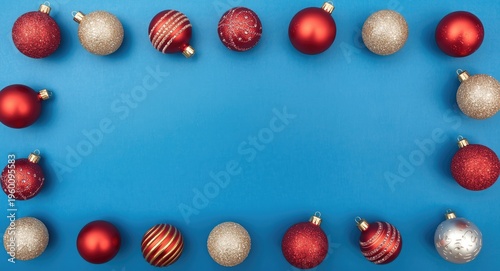 Flat lay of holiday ornamen...