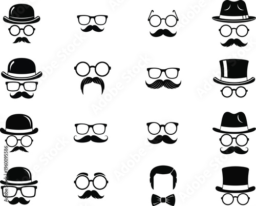 Collection of various facial accessories and hats on the occasion of Father's Day