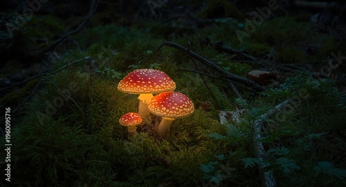 Luminous fly agaric fungi s...