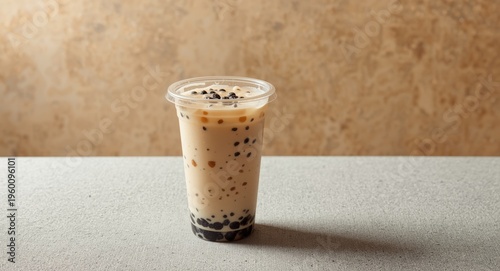 Refreshing boba tea with ta...