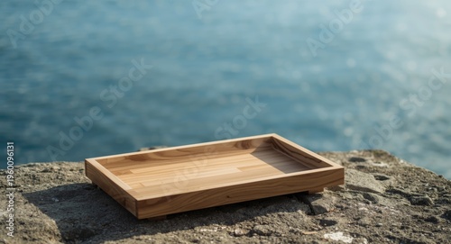 Natural wood tray with smoo...